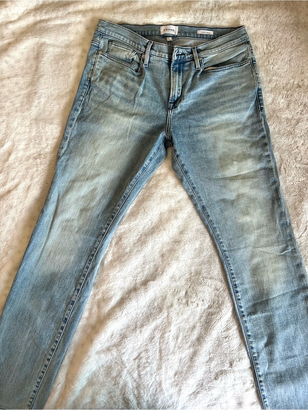 FRAME L’Homme Skinny Jeans Men’s 34 Light Wash Blue Stretch Denim